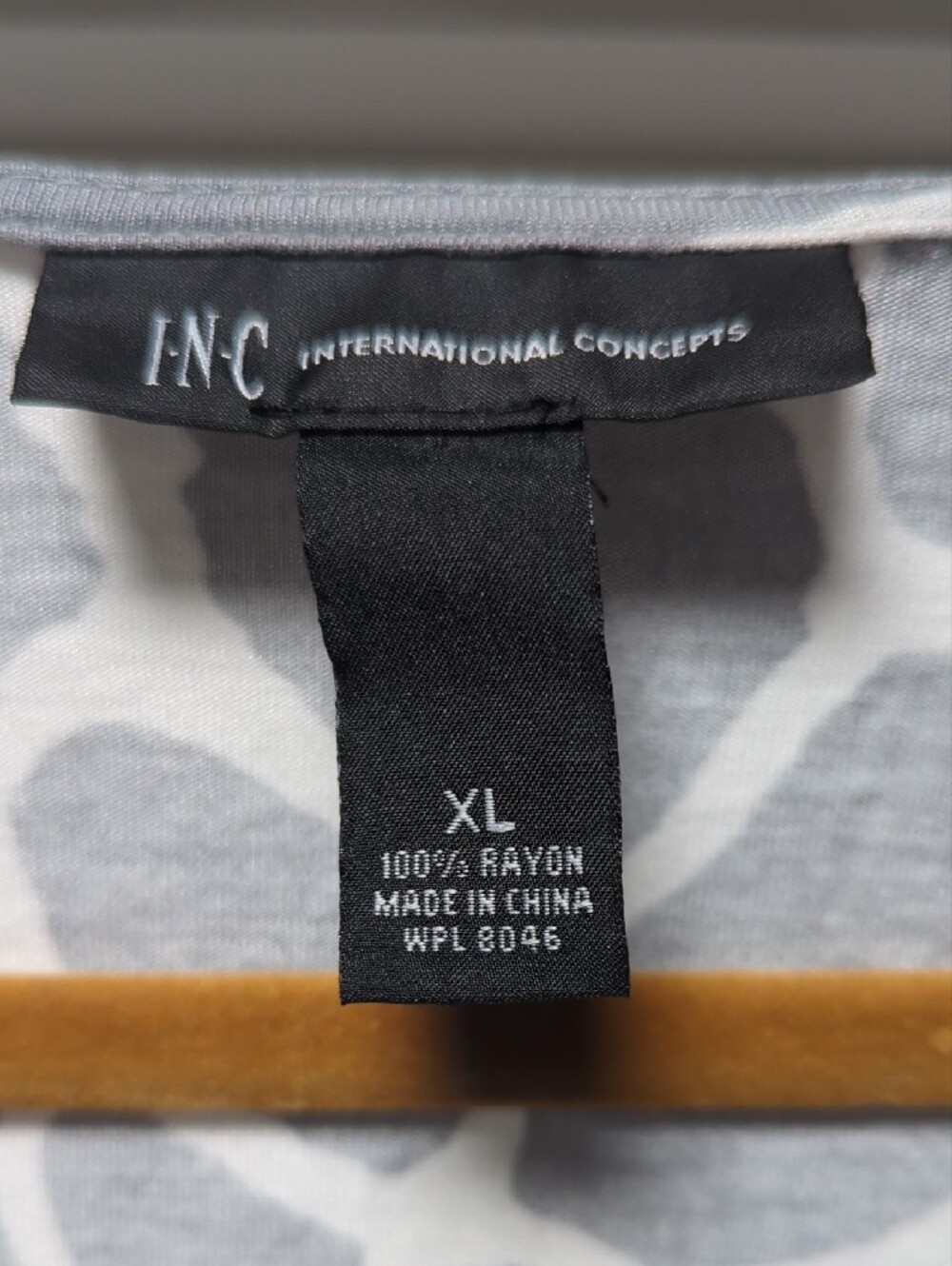 INC International Concepts Gray Animal-Print Short Sleeve Top - Picture 2 of 7
